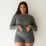 Ribbed Long Sleeve + Banded Short Set