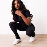 Ribbed Crewneck Tee + Banded Flare Legging Set