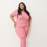 Pre-order: Ribbed Crewneck Tee+ Banded Flare Legging Set Spring- 04/20/26 Ship Date