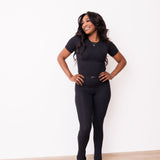 Ribbed Crewneck Tee + Banded Flare Legging Set