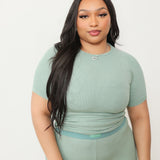 Pre-order: Ribbed Crewneck Tee+ Banded Flare Legging Set Spring- 04/20/26 Ship Date