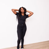 Ribbed Crewneck Tee + Banded Flare Legging Set