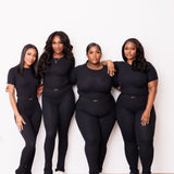 Ribbed Crewneck Tee + Banded Flare Legging Set