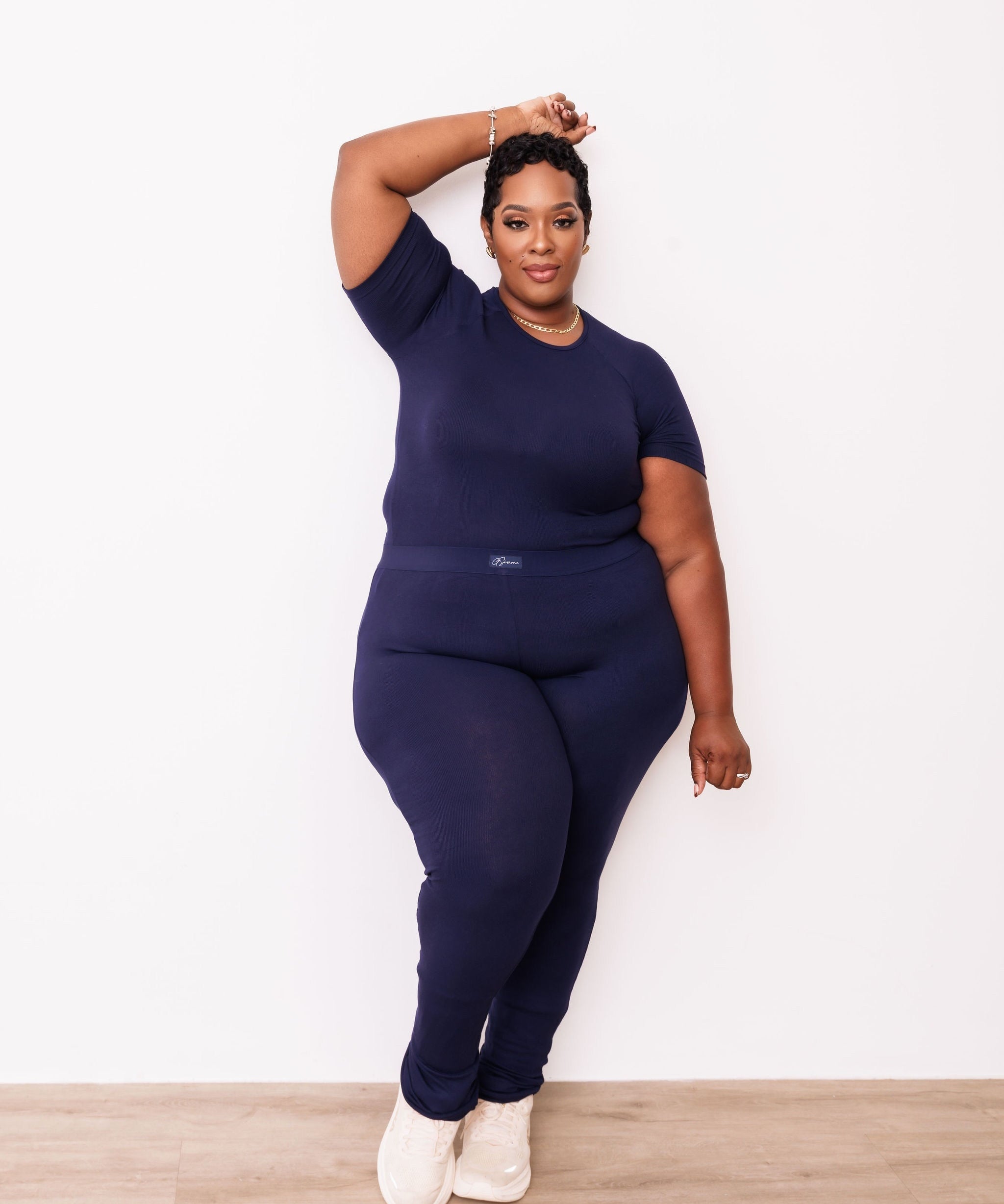 Ribbed Crewneck Tee + Banded Flare Legging Set