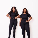 Ribbed Crewneck Tee + Banded Flare Legging Set