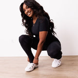 Ribbed Crewneck Tee + Banded Flare Legging Set