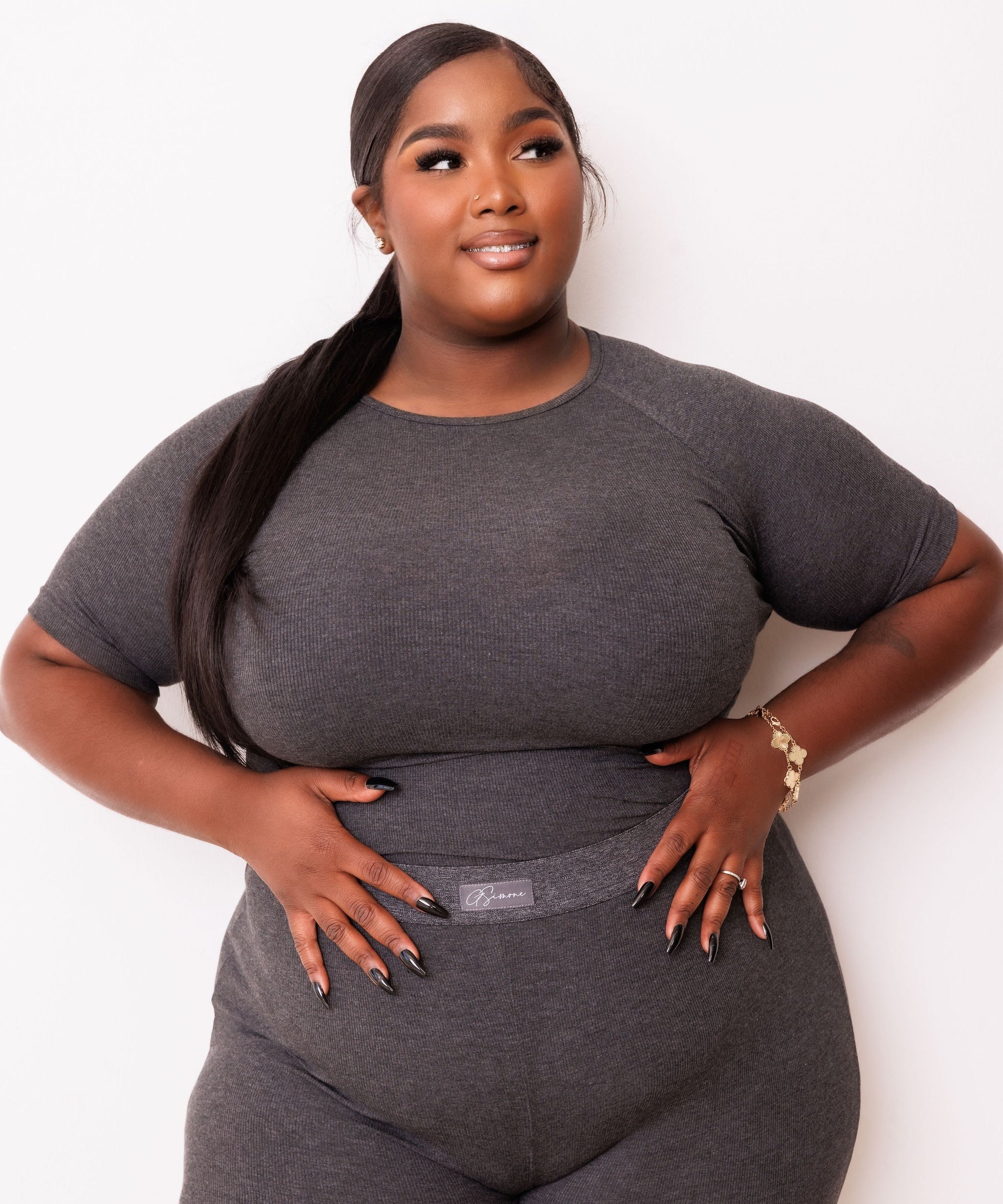 Ribbed Crewneck Tee + Banded Flare Legging Set